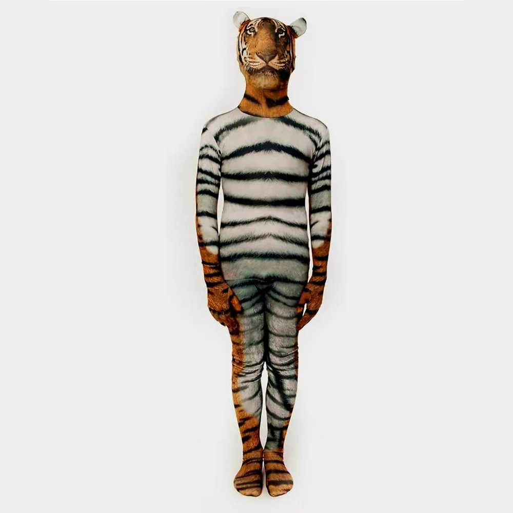 NEW Morphsuits Tiger Zip Up One Piece Animal Costume Kids Large Halloween